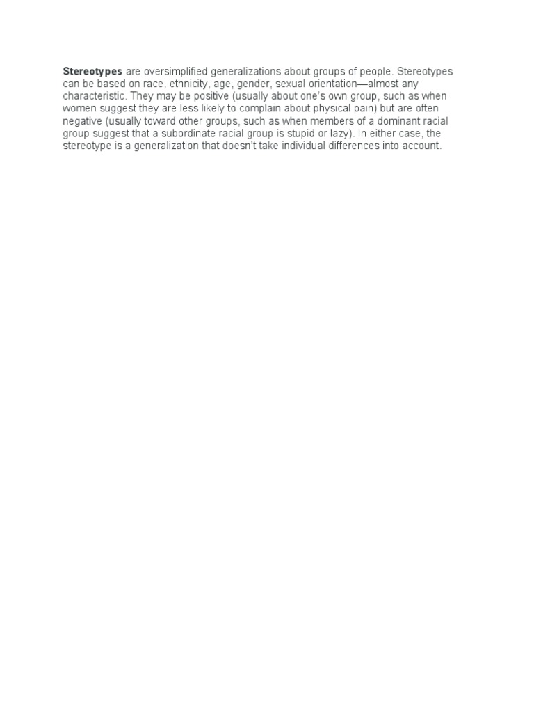 Stereotypes | PDF