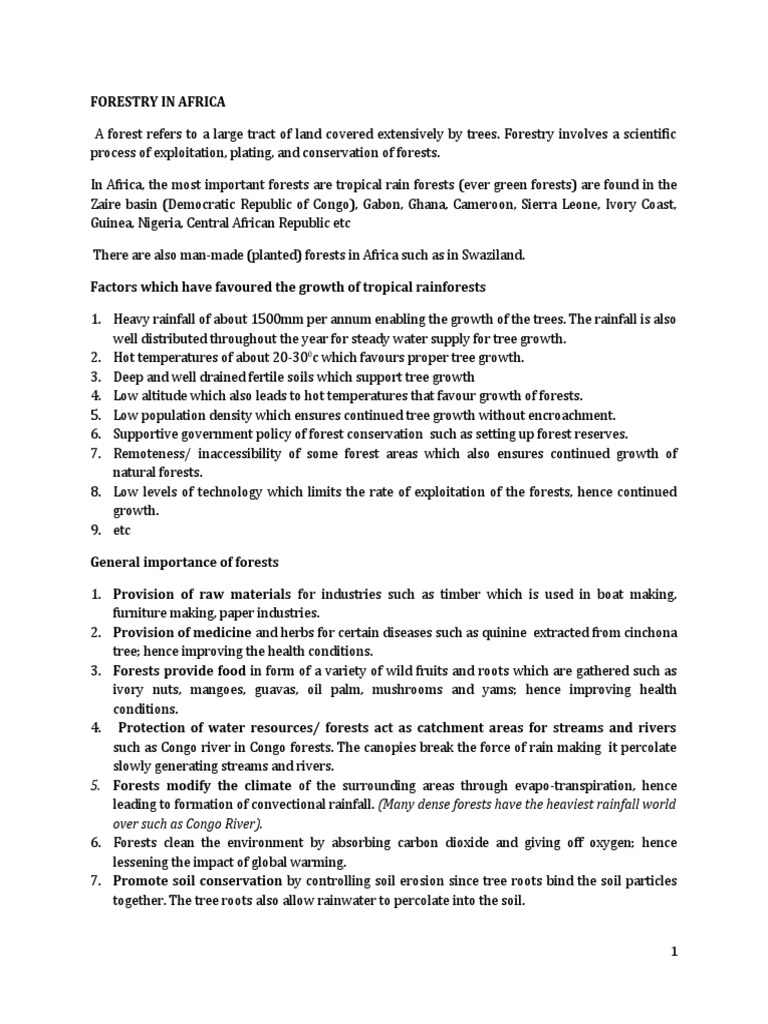 Forestry in Africa-Edited | PDF | Forestry | Lumber