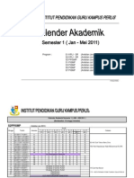 Kalendar Akademik Pelaksanaan Kurikulum sem jan 2011