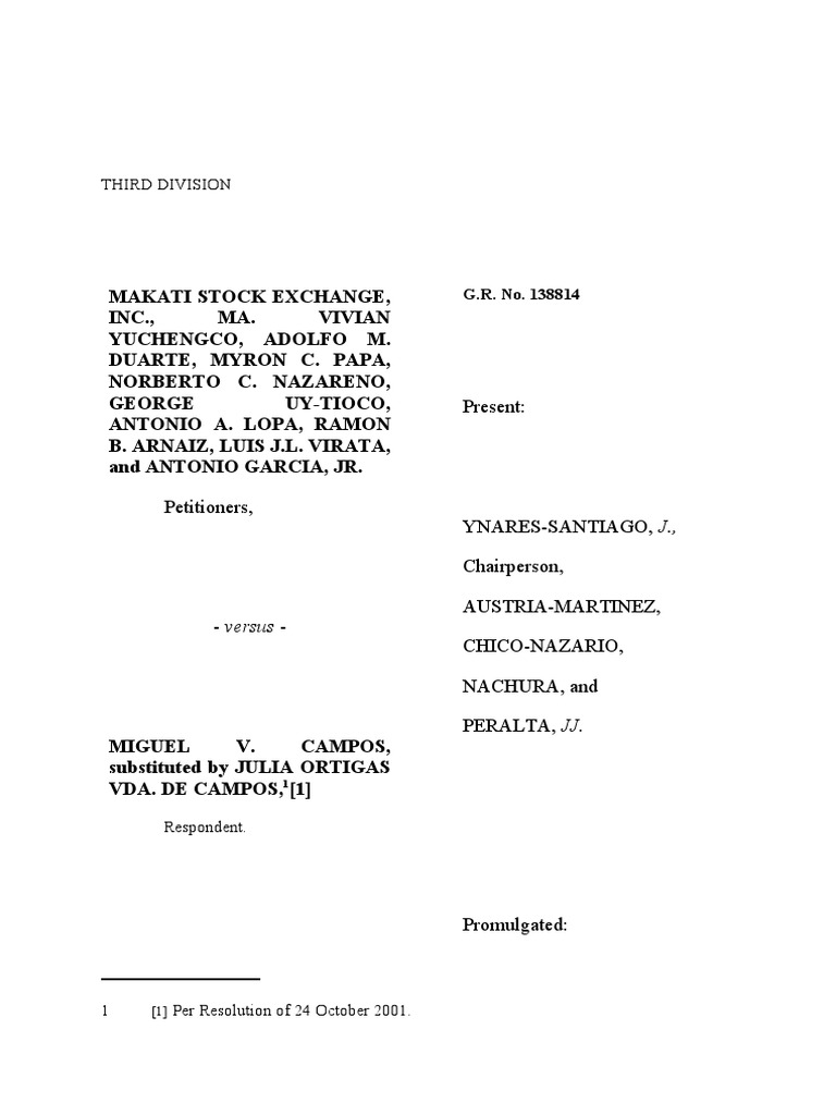 Makati Stock Exchange vs. Campos PDF Stocks Initial Public Offering