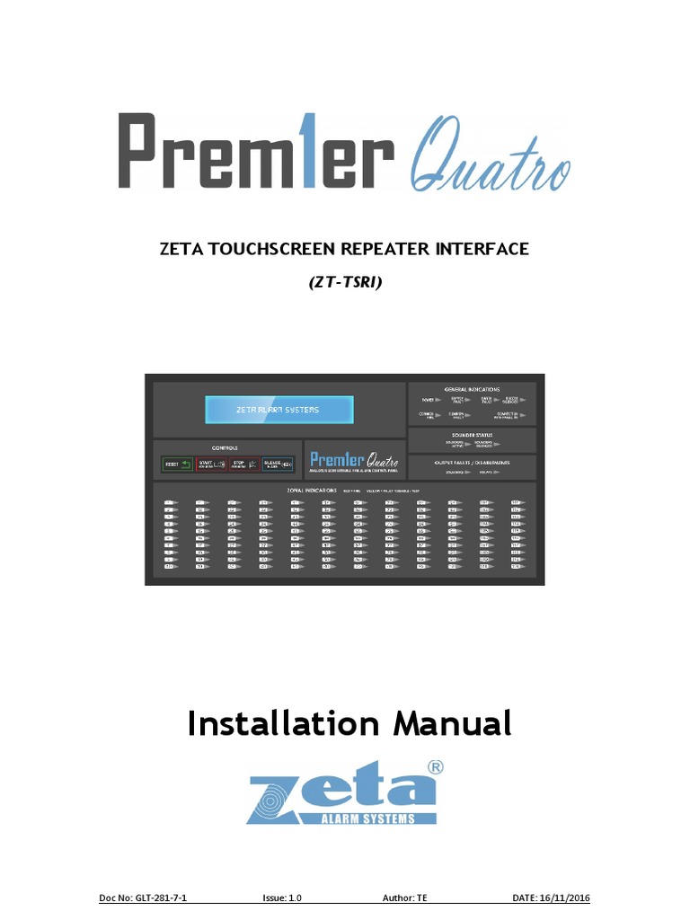 Installation Manual: Zeta Touchscreen Repeater Interface | PDF | Ip ...