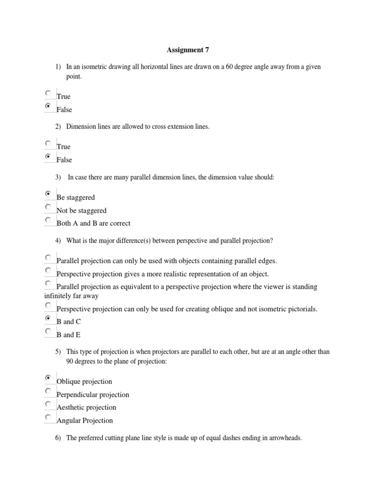 Isometric and Projection Drawing Quiz | PDF | Art | Technology ...