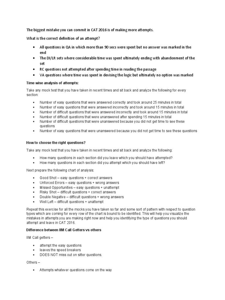 DoS and Don'tS in CAT D Day PDF Cognition