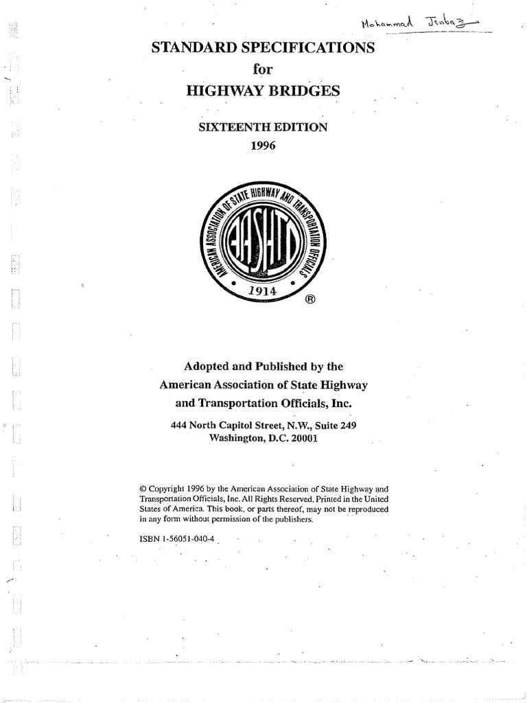 AASHTO Standard Specifications For Highway Bridge 16th PDF Deep