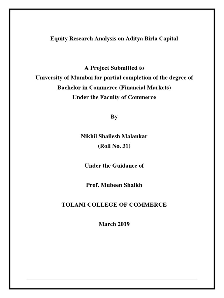 Equity Research On Ab Capital LTD Black Book PDF PDF Financial