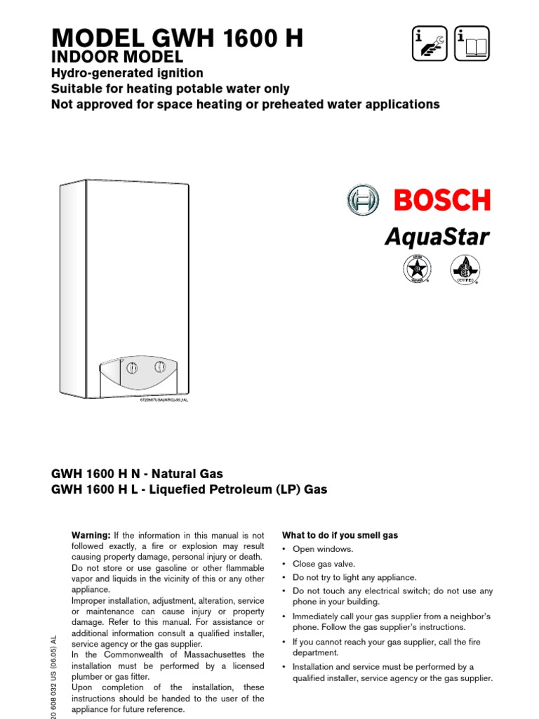 Bosch Aqua Star Tankless Water Heater 1600H-NG www.dosd.gov.lk