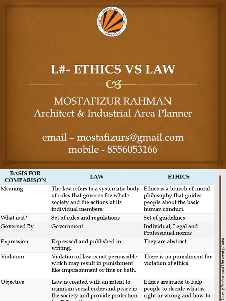 Comparing the Key Differences Between Law and Ethics PDF Morality