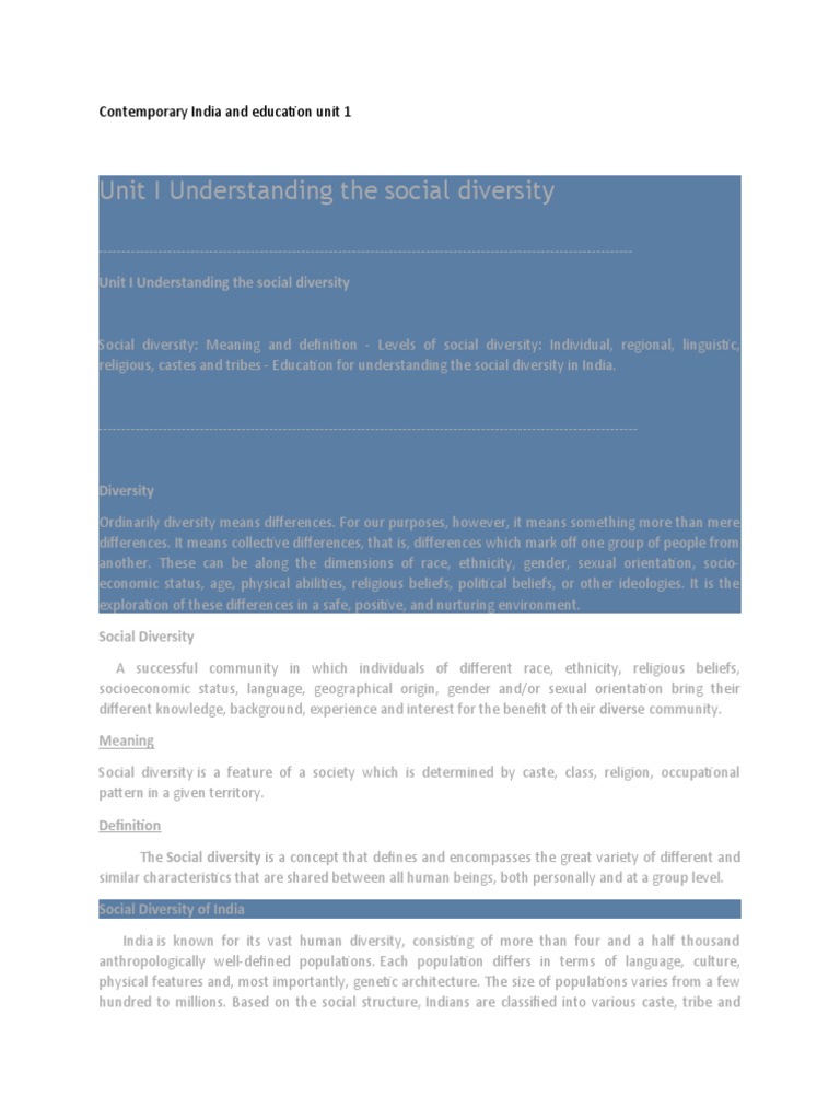 Understanding Social Diversity in India | PDF | Caste | Multiculturalism