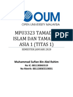 MPU3323 TAMADUN ISLAM DAN TAMADUN ASIA 1 (TITAS 1) Muhammad Sufian 