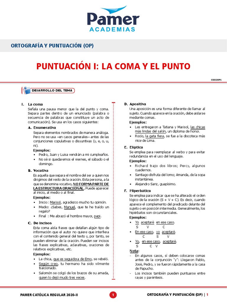 Uso de la Coma y el Punto en Oraciones | PDF | Coma