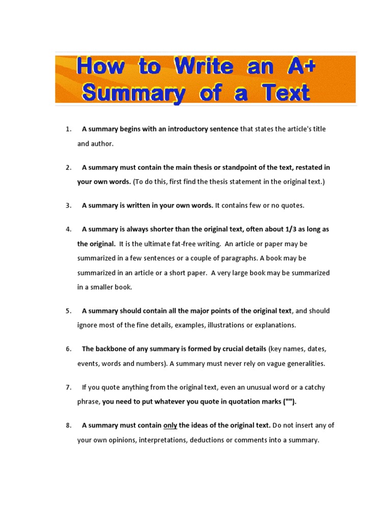 How to Write an Effective Summary | PDF | Human Communication ...