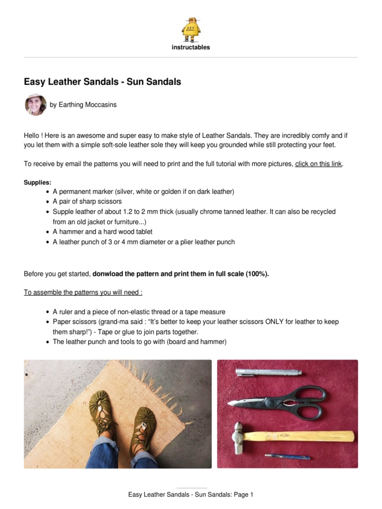 Free Leather Sandals Pattern Guide | PDF | Shoe | Footwear