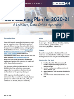 Safe Learning Plan For The 2020-21 School Year