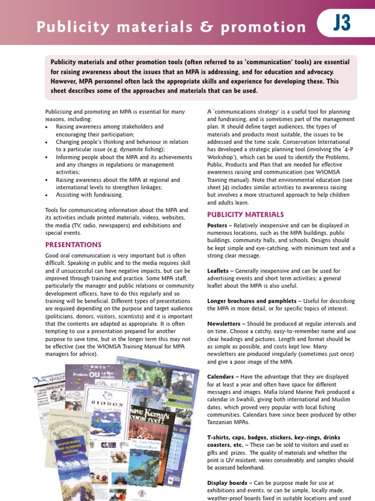 J3 Publicity Materials & Promotion | PDF | Target Audience | Public ...