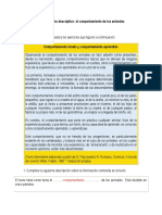 Texto Expositivo El Comportamiento de Los Animales PDF