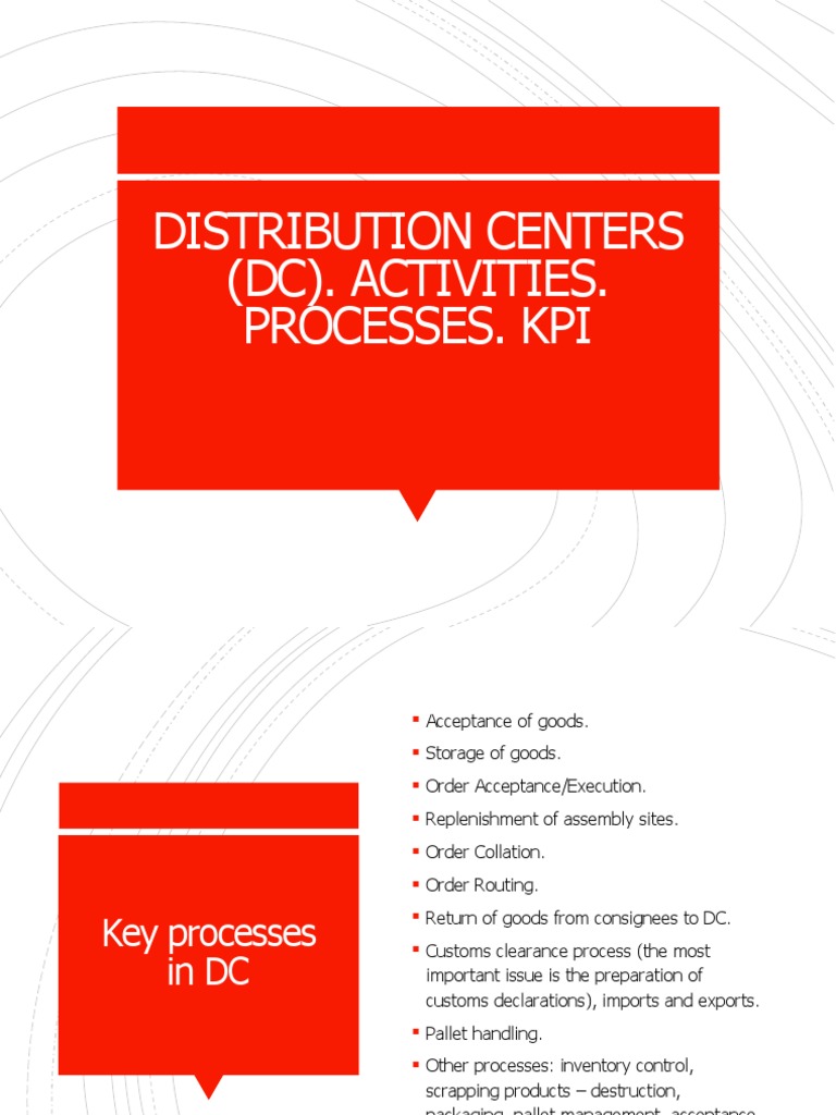 Distribution Centers. Activities. KPI. p1 PDF Warehouse Inventory