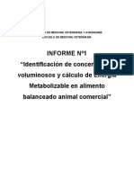 Identificación de Concentrados o Voluminosos y Cálculo de Energía Metabolizable en Alimento Balanceado Animal Comercial