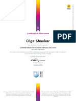 Olga Shankar: Certificate of Achievement