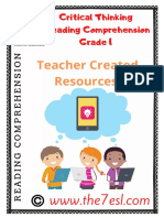 Reading Comprehension Critical Thinking Grade 1