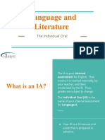 Language and Literature: The Individual Oral