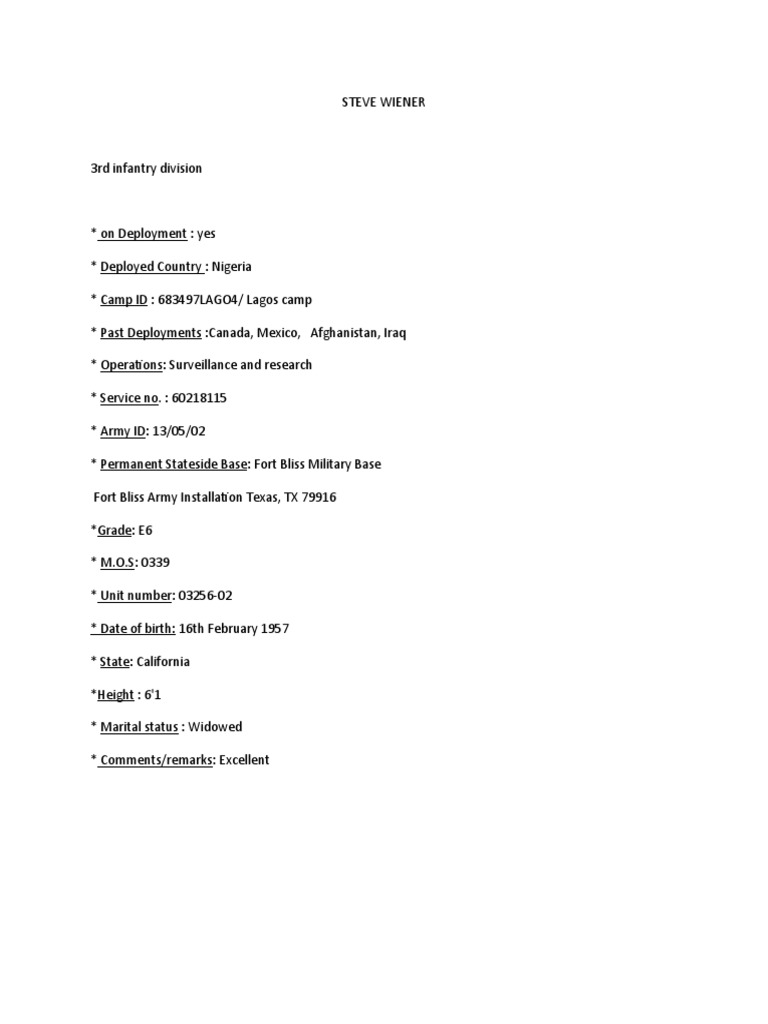 Military Retirement Document for Steve Wiener | PDF