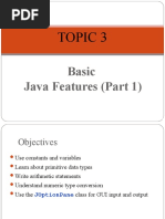 Topic 3: Basic Java Features (Part 1)