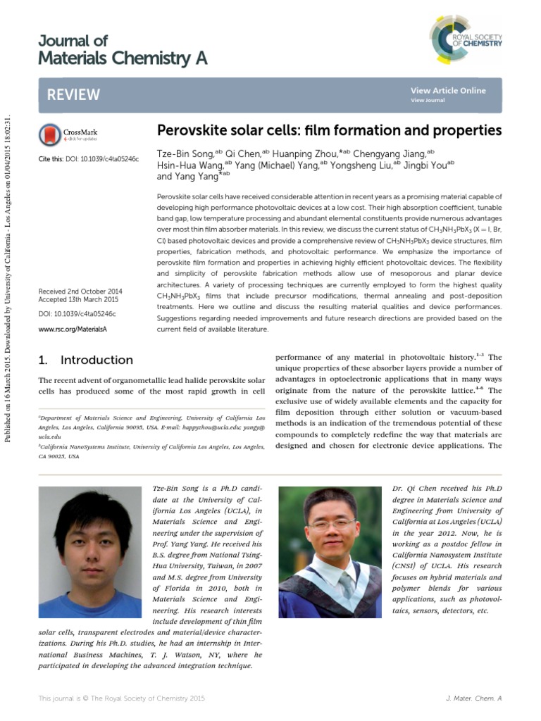 Materials Chemistry A: Journal of | PDF | Solar Cell | Photovoltaics