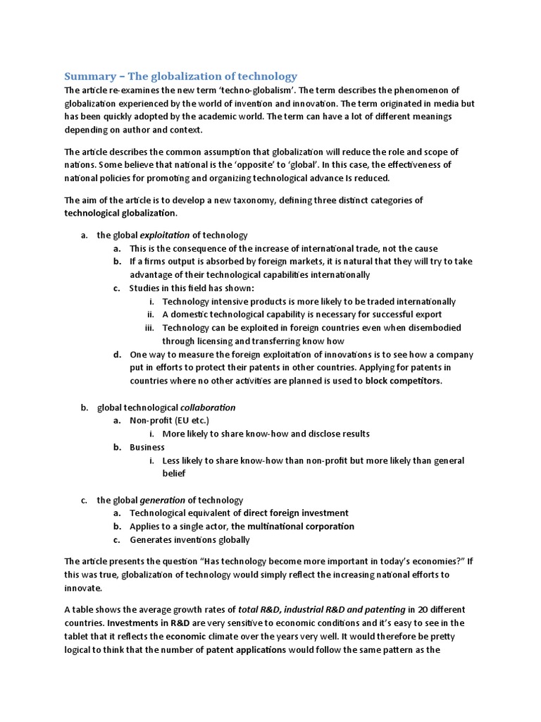 Understanding Techno-Globalism Trends | PDF | Globalization | Research ...