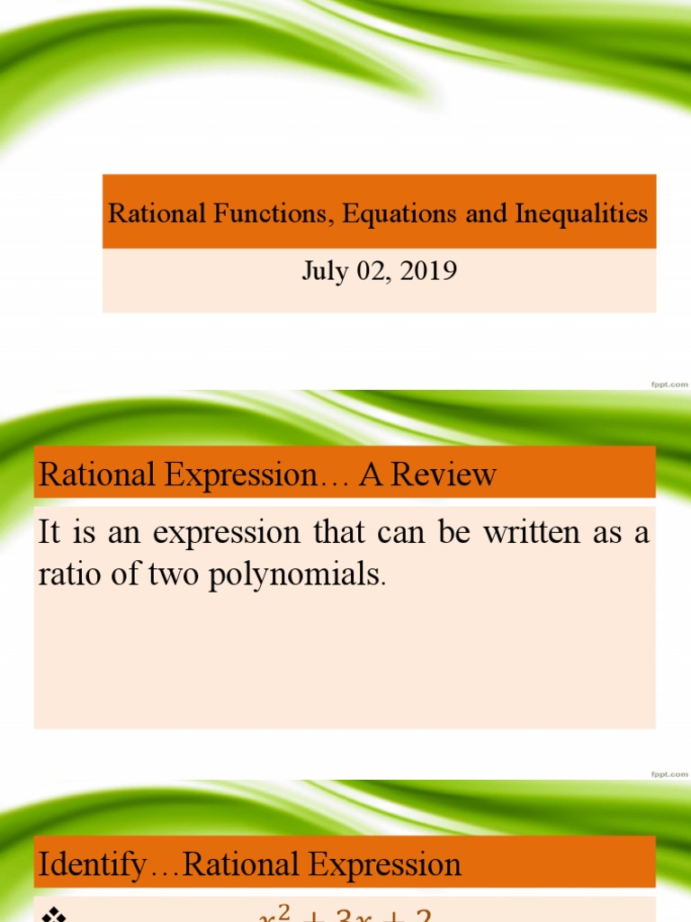 Lesson 5 Rational Functions Equations and Inequalities | PDF | Science ...