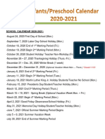 Infant PreK SCHOOL CALENDAR 2020 PDF