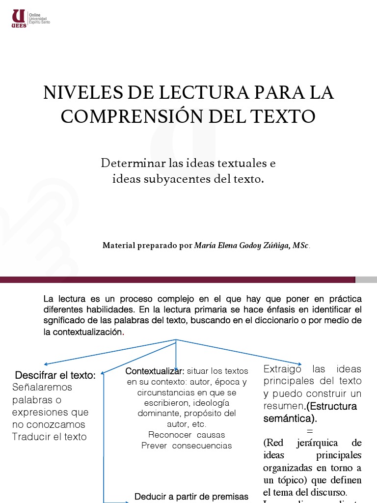 Niveles de Lectura y Comprensión Textual | PDF | Comprensión lectora ...