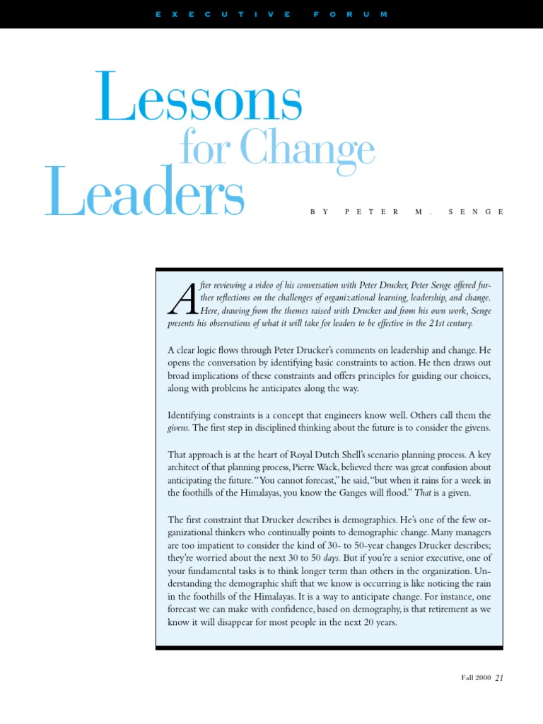 SENGE (2000) Lesson - For - Change - Leaders PDF | PDF | Leadership ...