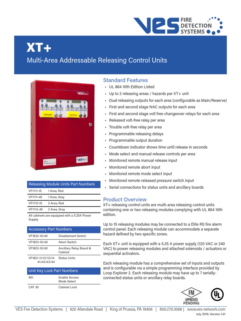 XT+ Multi-Area Releasing Control Units | PDF | Power Supply | Relay