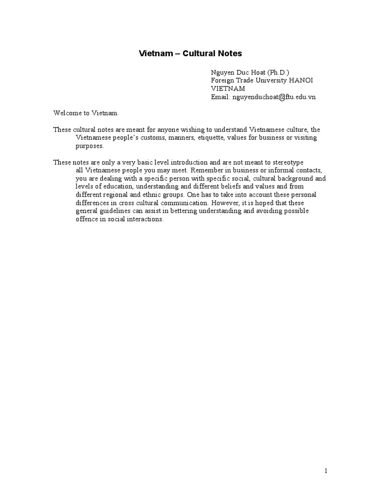 Cultural Insights Into Vietnam An Introduction To The Vietnamese