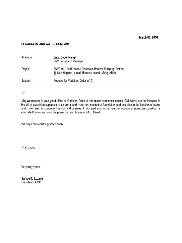 Request For Variation Order PDF