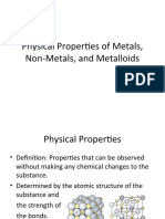 Physical Properties of Metals, Non-Metals, and Metalloids
