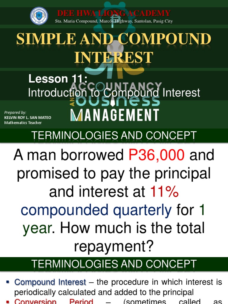 Lesson 11 Introduction To Compound Interest 2019 2020 Pdf