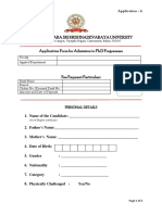 Vijayanagara Sri Krishnadevaraya University Application Form For Admission To PH.D Programme