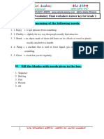 Grade 2 Vocabulary Final Worksheet Answer Key PDF