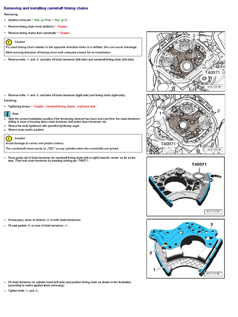07 - Removing and Installing Camshaft Timing Chains | PDF | Piston ...