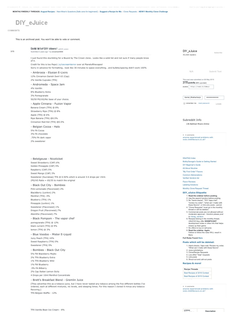 Solid List of DIY Clones! DIY Ejuice PDF Cheesecake Cream