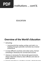 Social Institutions Cont'd.: Education