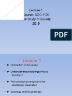 Course: SOC 1100 The Study of Society 2019