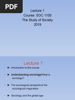 Course: SOC 1100 The Study of Society 2019