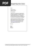 Sample Rejection Letters