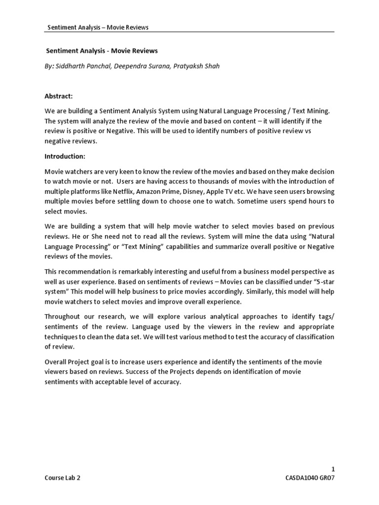 Movie Review Sentiment Analysis System | PDF | Information Science ...