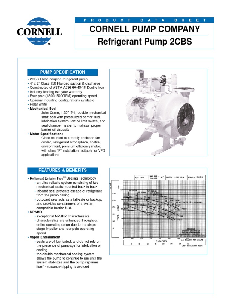 Cornell Pump Company Refrigerant Pump 2CBS | PDF | Pump | Mechanical ...
