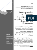 Juicios Paralelos en Colombia y La Imposibilidad de Aplicar El Principio de Presunción de Inocencia