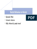 Neutral Behaviour On Racism: - Bystander Effect - Introverts Indecisive - Badly Influenced by People Around