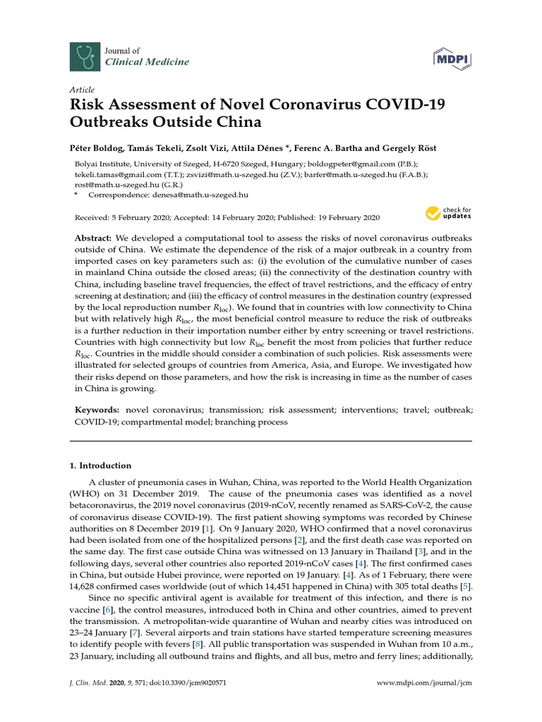 COVID-19 Outbreak Risk Assessment Tool | PDF | Epidemiology | Health ...